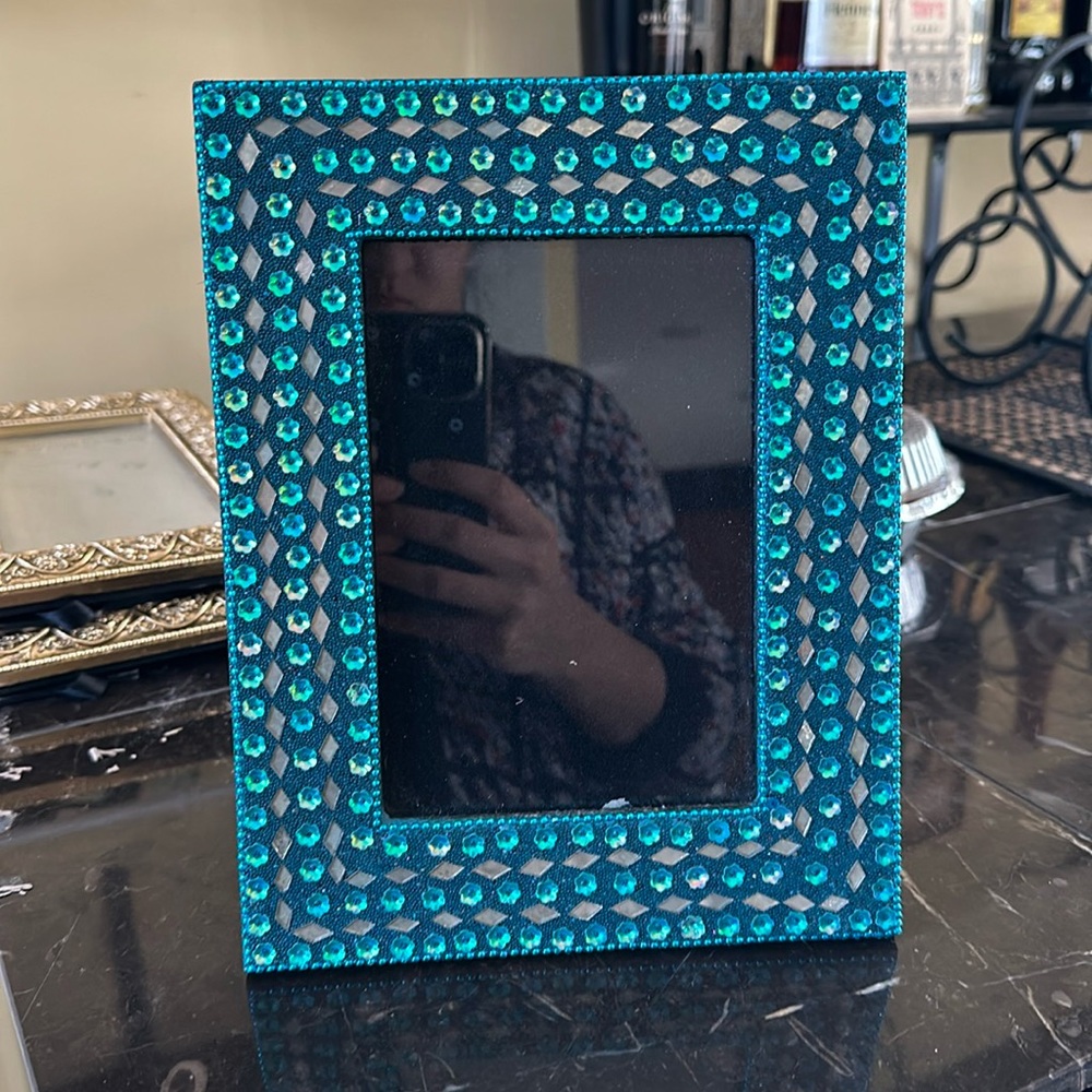 Bright Blue Mosaic Picture Frame 5x7
